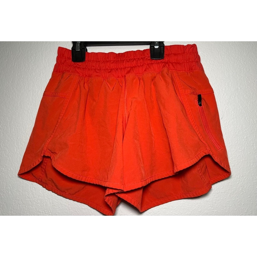Lululemon Tracker Short V Women 4 Orange Excellent Smocked Athletic Running
